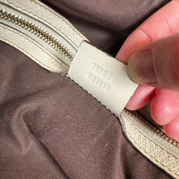 Gucci Beige/White GG Canvas and Leather Medium Horsebit Nail Dome Satchel - Picture 8 of 11